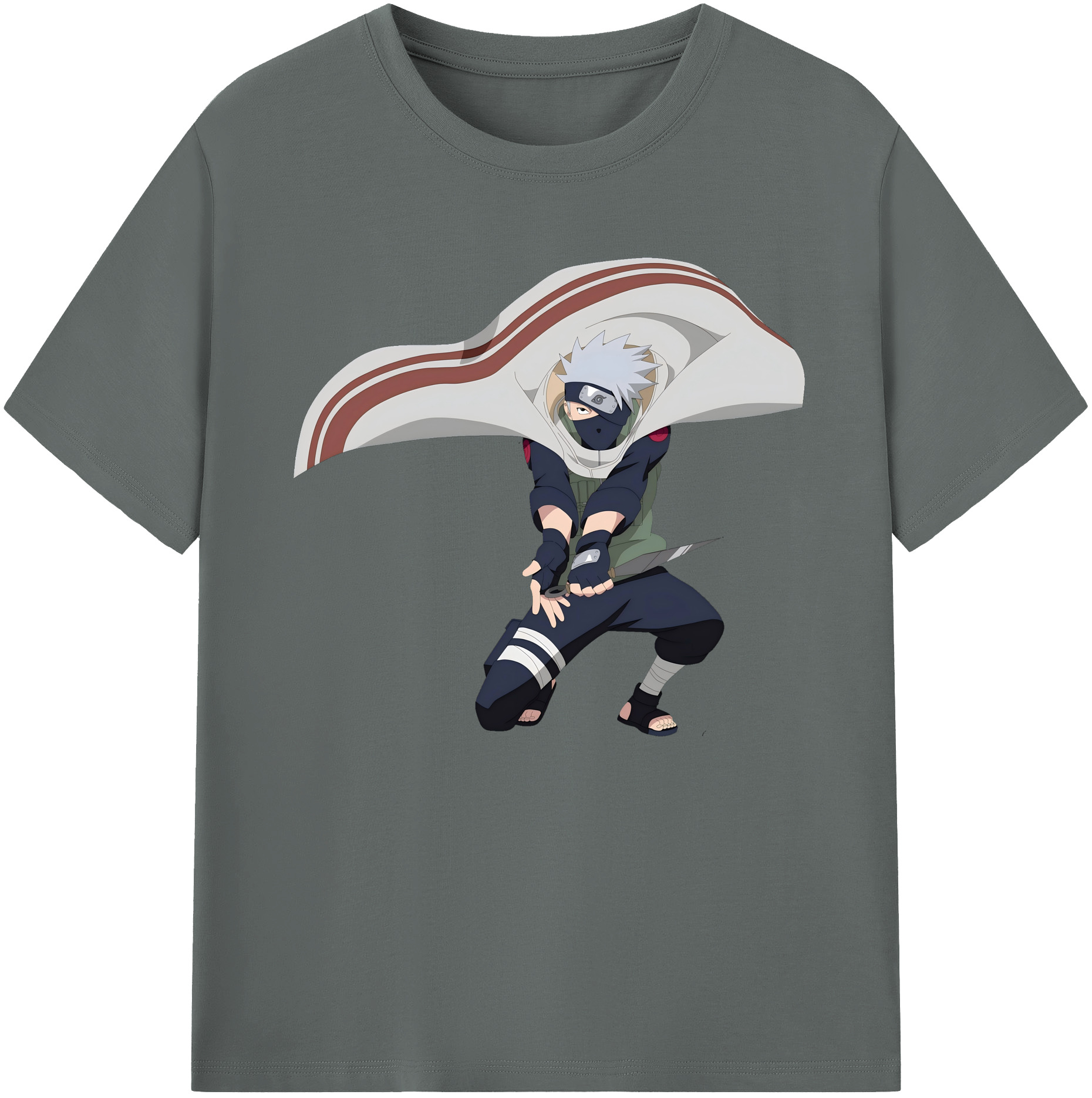 （画像用） NARUTO -ナルト- はたけ カカシ Hatake Kakashi 綿100％ メンズ半袖Tシャツ｜肌触りやわらか＆通気性